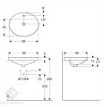Geberit VariForm umywalka wpuszczana w blat owalna 60 cm, z otworem na baterię kolor biały 500.724.01.2 rysunek techniczny