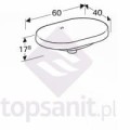 Geberit VariForm umywalka wpuszczana w blat eliptyczna 60 cm, kolor biały 500.728.01.2 rysunek techniczny