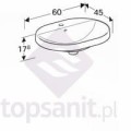 Geberit VariForm umywalka wpuszczana w blat, eliptyczna 60 cm z otworem na baterię, kolor biały 500.732.01.2 rysunek techniczny