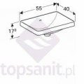 Geberit VariForm umywalka wpuszczana w blat prostokątna 55 cm, kolor biały 500.736.01.2 rysunek techniczny