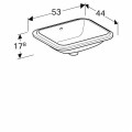Geberit VariForm umywalka podblatowa prostokątna 45 cm, kolor biały 500.760.01.2 rysunek techniczny