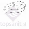 Geberit VariForm Umywalka stawiana na blat eliptyczna, 60 cm z otworem na baterię, kolor biały 500.777.01.2 rysunek techniczny