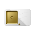Quadron Glen 211 HardQ komora stalowa PVD złota z białym blatem szklanym z syfonem Push 2 Open (780x500/R35) HB8078SB3FG1_P2O