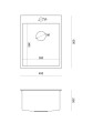 Quadron Russel 90 SteelQ zlewozmywak R10 stal szlachetna z syfonem stal szlachetna 1-komorowy b/o HB4050BS rysunek techniczny