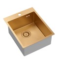 Zlewozmywak miedziany Quadron Russel 90 SteelQ 1 komora bez ociekacza 40x50 cm, PVD R10 kolor miedziany z syfonem (kolor miedziany) 1-komorowy b/o  HB4050PVDBSC1