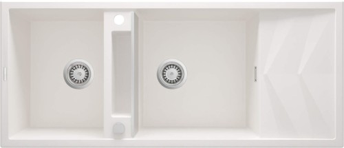 Deante Magnetic Zlewozmywak granitowy magnetyczny 2-komorowy z ociekaczem kolor biały (alabaster)  90x50cm ZRM_A213