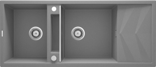 Deante Magnetic Zlewozmywak granitowy magnetyczny 2-komorowy z ociekaczem kolor szary metalik ZRM_S213