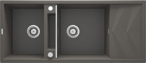 Deante Magnetic Zlewozmywak granitowy magnetyczny 2-komorowy z ociekaczem kolor antracyt metalik ZRM_T213
