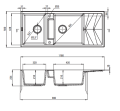 Deante Magnetic Zlewozmywak granitowy magnetyczny 2-komorowy z ociekaczem kolor czarny (nero) ZRM_N213 rysunek techniczny