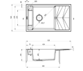 Deante Magnetic Zlewozmywak granitowy magnetyczny 1-komorowy z ociekaczem kolor grafit metalik ZRM_G113  rysunek techniczny