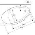 Geberit Selnova wanna asymetryczna 150x100cm odpływ z prawej strony kolor biały 554.272.01.1 rysunek techniczny
