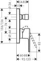 Hansgrohe Vernis Shape bateria prysznicowa podtynkowa, kolor czarny mat 71468670 rysunek techniczny