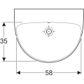 Geberit Selnova umywalka półokrągła 50cm bez otworu na baterię kolor biały 550.213.00.2 rysunek techniczny