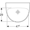 Geberit Selnova umywalka półokrągła 55cm bez otworu na baterię kolor biały 500.315.01.5 rysunek techniczny