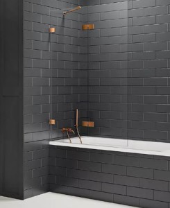 New Trendy Avexa parawan nawannowy 110 cm wspornik skośny strona Prawa okucia Miedź szczotkowana EXK-3811