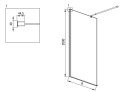 Deante Kerria Plus Ścianka prysznicowa walk-in systemu 30 cm kolor chrom KTS_083P rysunek techniczny