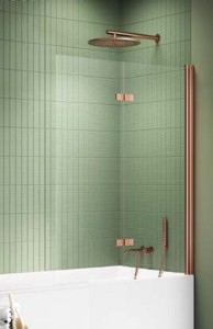 New Trendy New Soleo parawan nawannowy łamany, 100x140 cm, prawa, profil miedź szczotkowana P-0124