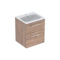 Geberit Selnova Square szafka z umywalką 55cm dwie szuflady, kolor orzech włoski hickory 501.234.00.1