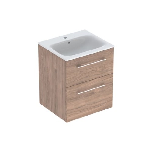 Geberit Selnova Square szafka z umywalką 55cm dwie szuflady, kolor orzech włoski hickory 501.234.00.1