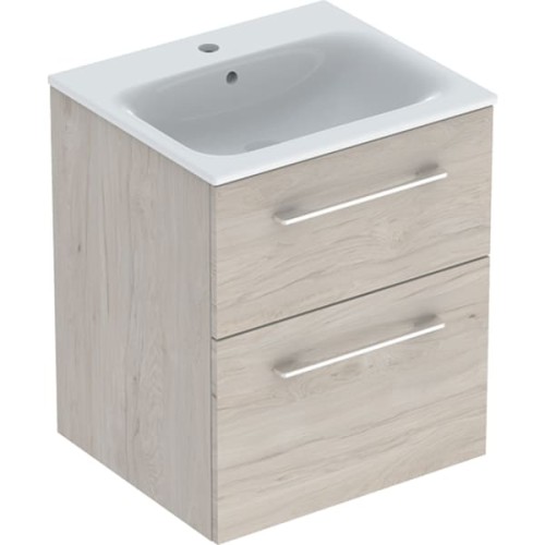 Geberit Selnova Square szafka z umywalką 55cm dwie szuflady, kolor orzech włoski jasny 501.235.00.1