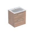 Geberit Selnova Square szafka z umywalką 60cm dwie szuflady, kolor orzech włoski hickory 501.238.00.1