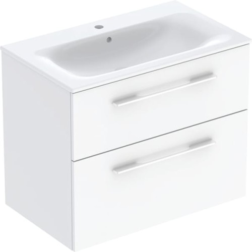 Geberit Selnova Square szafka z umywalką 80cm dwie szuflady, kolor biały (połysk) 501.240.00.1
