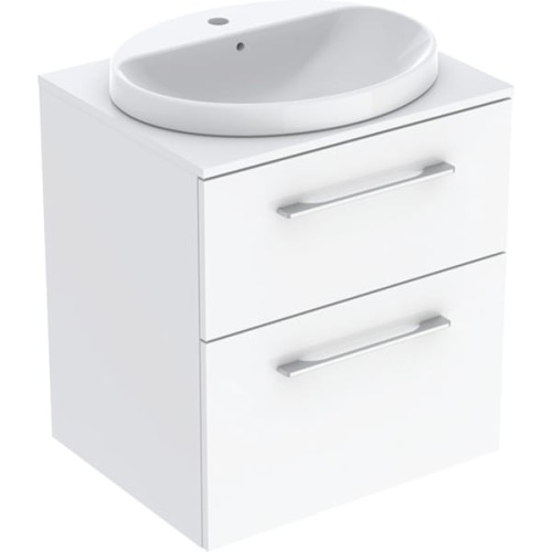 Geberit Selnova Square szafka z blatem i umywalką wpuszczaną w blat 59,1 cm dwie szuflady, kolor biały (połysk) 502.868.00.1