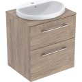 Geberit Selnova Square szafka z blatem i umywalką wpuszczaną w blat 59,1 cm dwie szuflady, kolor orzech włoski hickory 502.870.00.1