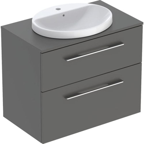 Geberit Selnova Square szafka z blatem i umywalką wpuszczaną w blat 79,1 cm dwie szuflady, kolor lava (mat) 502.873.00.1