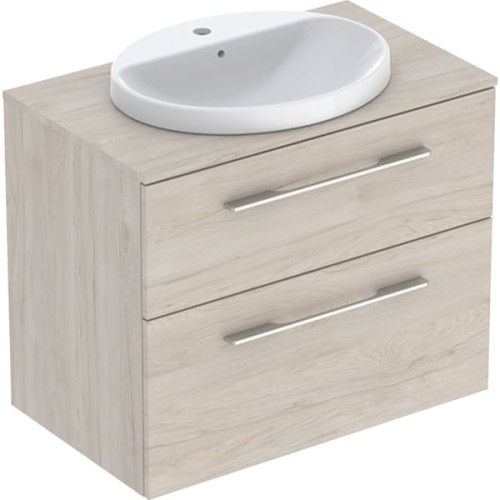 Geberit Selnova Square szafka z blatem i umywalką wpuszczaną w blat 79,1 cm dwie szuflady, kolor orzech włoski jasny 502.875.00.1