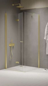 New Trendy New Soleo Light Gold kabina prysznicowa prostokątna 80x90x195cm, drzwi składane pojedyncze wersja lewa, profile złoty połysk K-1903