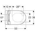 Geberit Selnova Premium Rimfree miska wisząca z deską wolnoopadającą 53x36cm, kolor biały 501.750.00.1 rysunek techniczny
