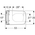 Geberit Selnova Square Rimfree miska wisząca z deską wolnoopadającą 53x35,5cm, kolor biały 501.961.00.1 rysunek techniczny