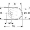 Geberit Selnova Premium bidet wiszący 53 cm, kolor biały 501.993.00.1 rysunek techniczny