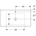 Geberit One umywalka meblowa 90cm, powłoka KeraTect 505.010.01.3 rysunek techniczny