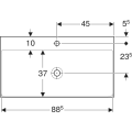 Geberit One umywalka 90cm, powłoka KeraTect 505.020.01.3 rysunek techniczny