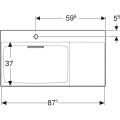 Geberit One umywalka 90cm, powłoka KeraTect 505.039.00.1 rysunek techniczny