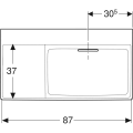 Geberit One umywalka 90cm, powłoka KeraTect 505.044.00.1 rysunek techniczny