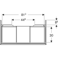 Geberit One szafka pod umywalkę 88,8 cm, kolor biały 505.073.00.1 rysunek techniczny