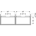 Geberit One szafka pod umywalkę 133,2 cm, kolor biały 505.076.00.1 rysunek techniczny