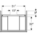 Geberit One szafka pod umywalkę 59,2 cm, kolor lava 505.261.00.3 rysunek techniczny