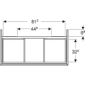 Geberit One szafka pod umywalkę 88,8 cm, kolor czarny 505.263.00.8 rysunek techniczny