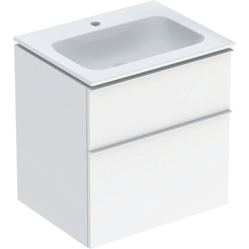 Geberit iCon zestaw szafka z umywalką 60cm, uchwyt matowy szafka kolor biały / powłoka KeraTect 502.331.01.1