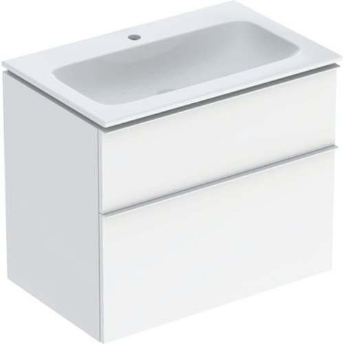 Geberit iCon zestaw szafka z umywalką 75cm, uchwyt matowy szafka kolor biały (wysoki połysk) / powłoka KeraTect 502.332.01.1