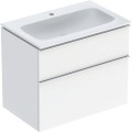 Geberit iCon zestaw szafka z umywalką 75cm, uchwyt chrom (polysk) szafka kolor biały (wysoki połysk) / powłoka KeraTect 502.332.01.2