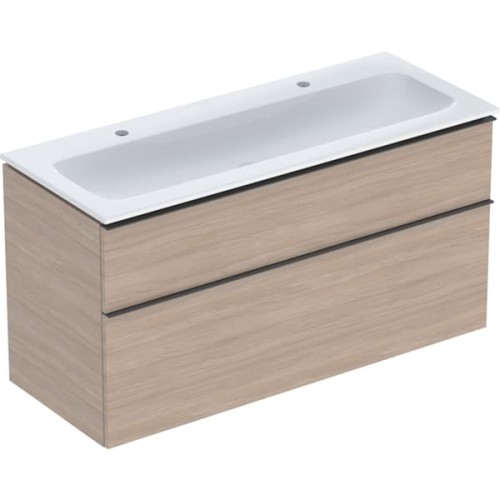 Geberit iCon zestaw szafka z umywalką 120cm, uchwyt lava (mat) szafka kolor dąb / powłoka KeraTect 502.334.JH.1
