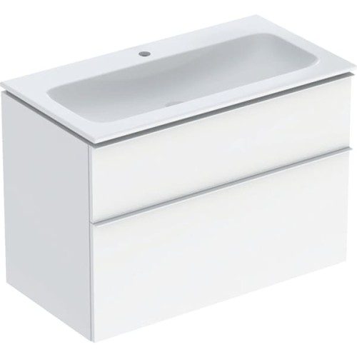 Geberit iCon Slim zestaw szafka z umywalką 90cm, uchwyt biały-mat szafka kolor biały (wysoki połysk) 502.337.01.1