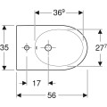 Geberit iCon bidet stojący 56cm, kolor biały-mat 502.384.JT.1 rysunek techniczny