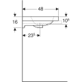 Geberit iCon Light umywalka nablatowa 75cm, kolor biały / powłoka KeraTect 501.848.00.2 rysunek techniczny