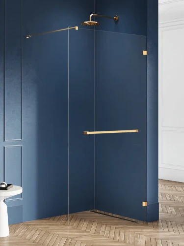 New Trendy Avexa Gold Brushed kabina walk-in 140x200, szkło 8mm profil złoty szczotkowany EXK-7041